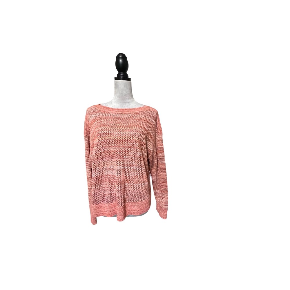 Old Navy Women Coral Pink Space Dye Knit Long Sleeve Sweater Large NWT